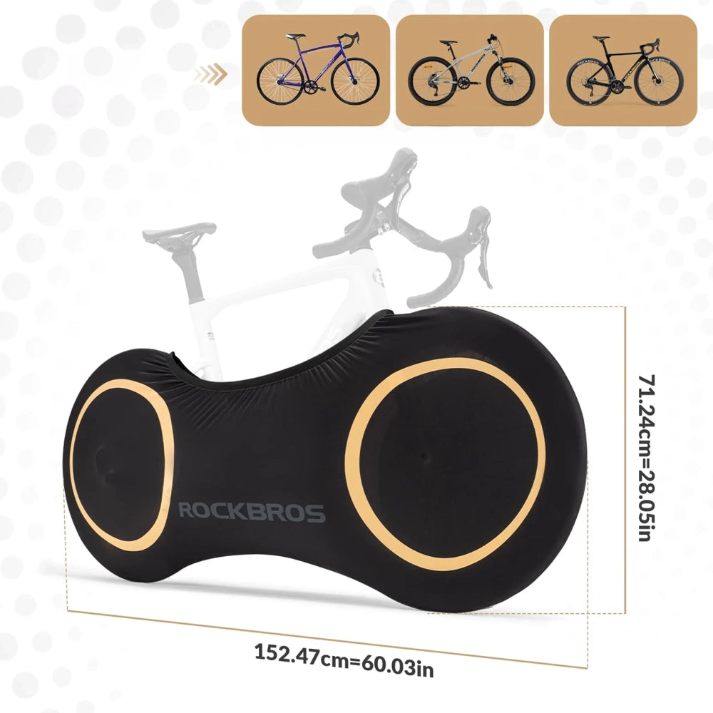 Rockbros D95 Elastic Cover Compatible with 26-29 Inch Gravel, Mountain, City, Road Bikes 700C (71×152 cm) - Black_1
