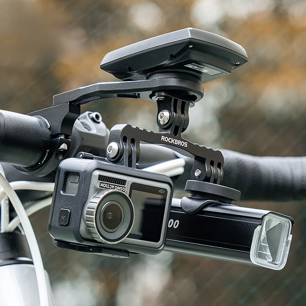 Rockbros FK-301 2-in-1 Handlebar Bike Mount for Computer/Navigator and Camera/Lighting - Black_6