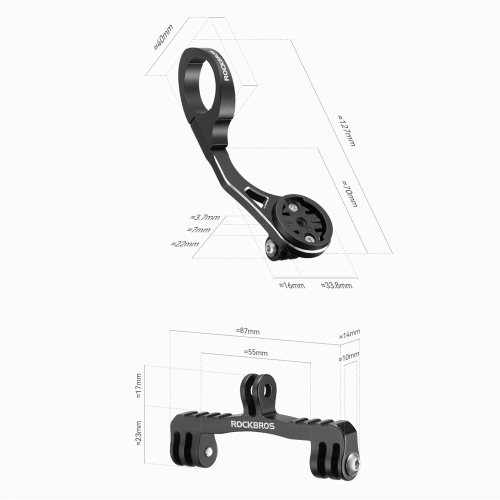 Rockbros FK-301 2-in-1 Handlebar Bike Mount for Computer/Navigator and Camera/Lighting - Black_2