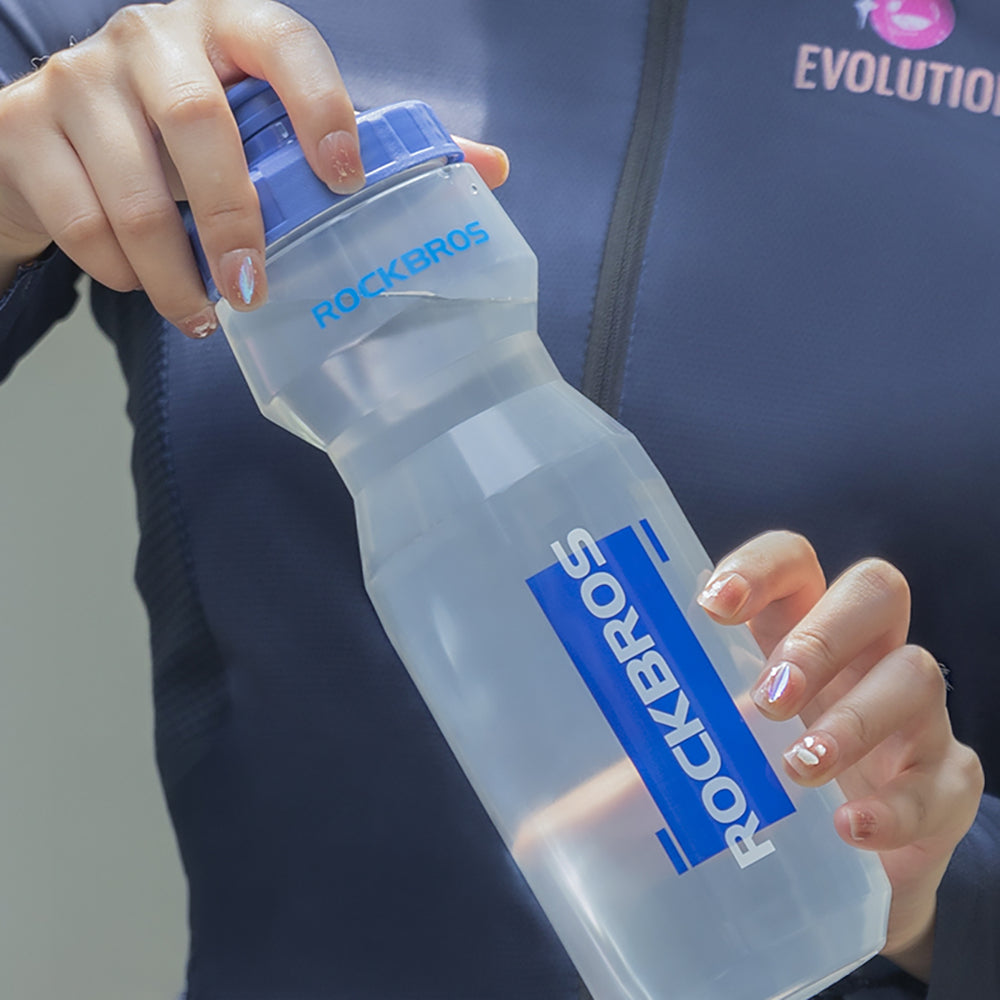 Rockbros 750 ml Bicycle Bottle - Transparent with Blue Mouthpiece_2