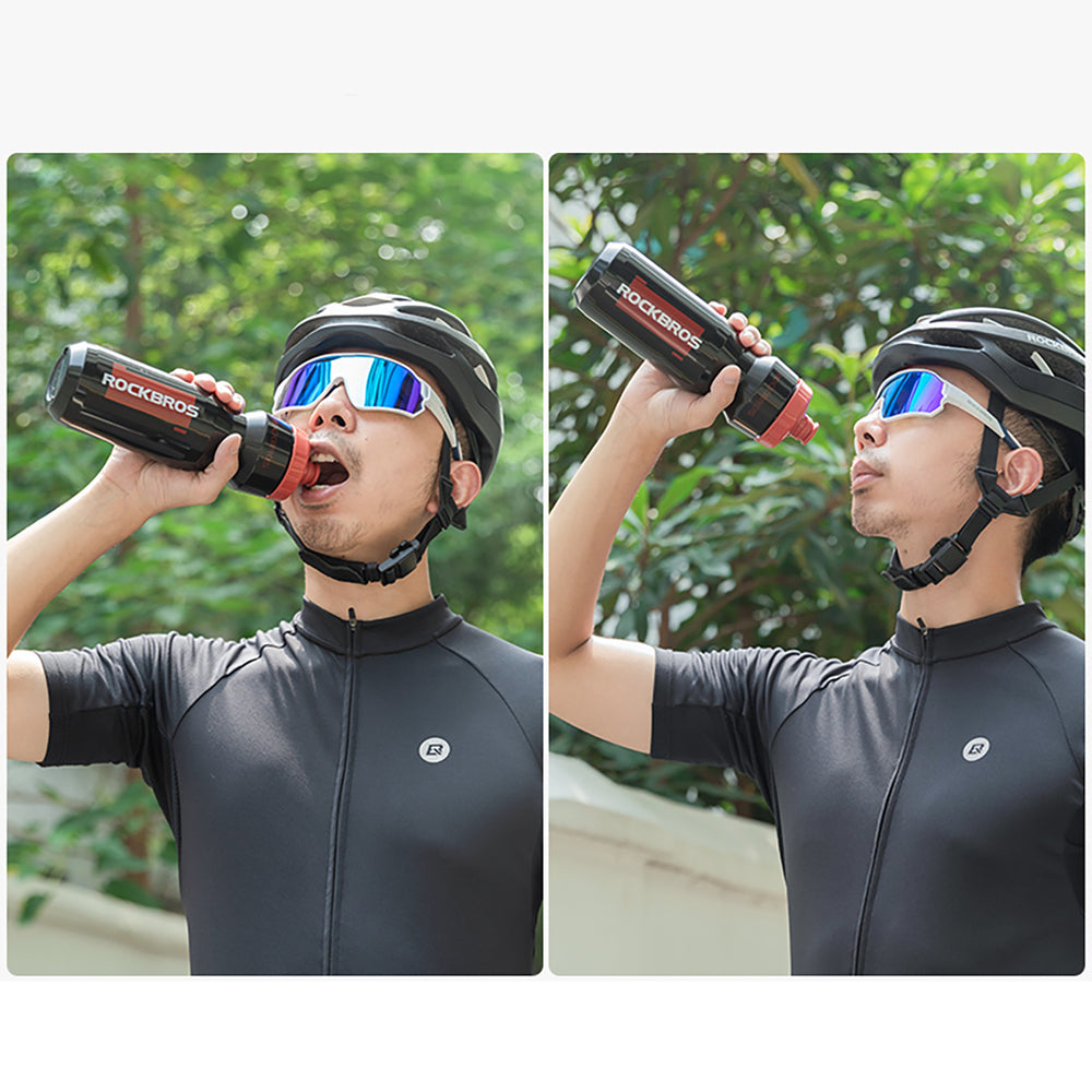 Rockbros 750 ml Bike Bottle - Transparent Black with Red Mouthpiece_9