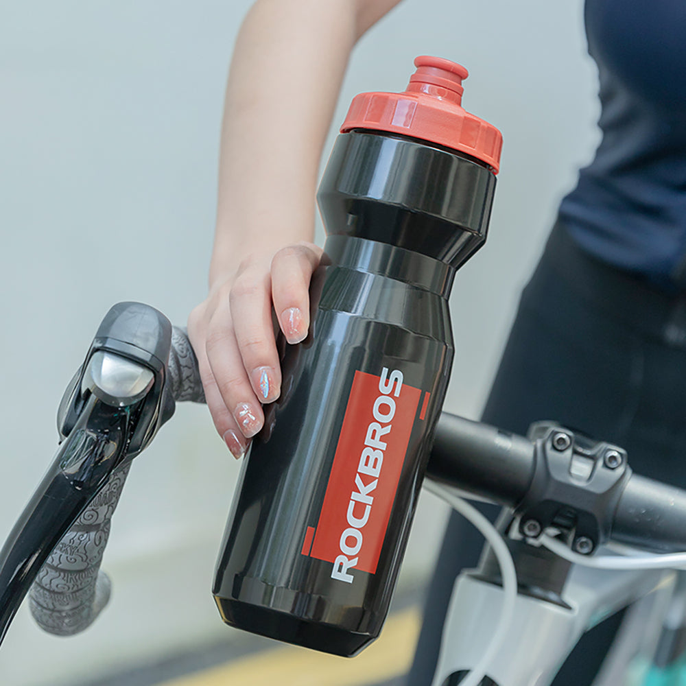 Rockbros 750 ml Bike Bottle - Transparent Black with Red Mouthpiece_1