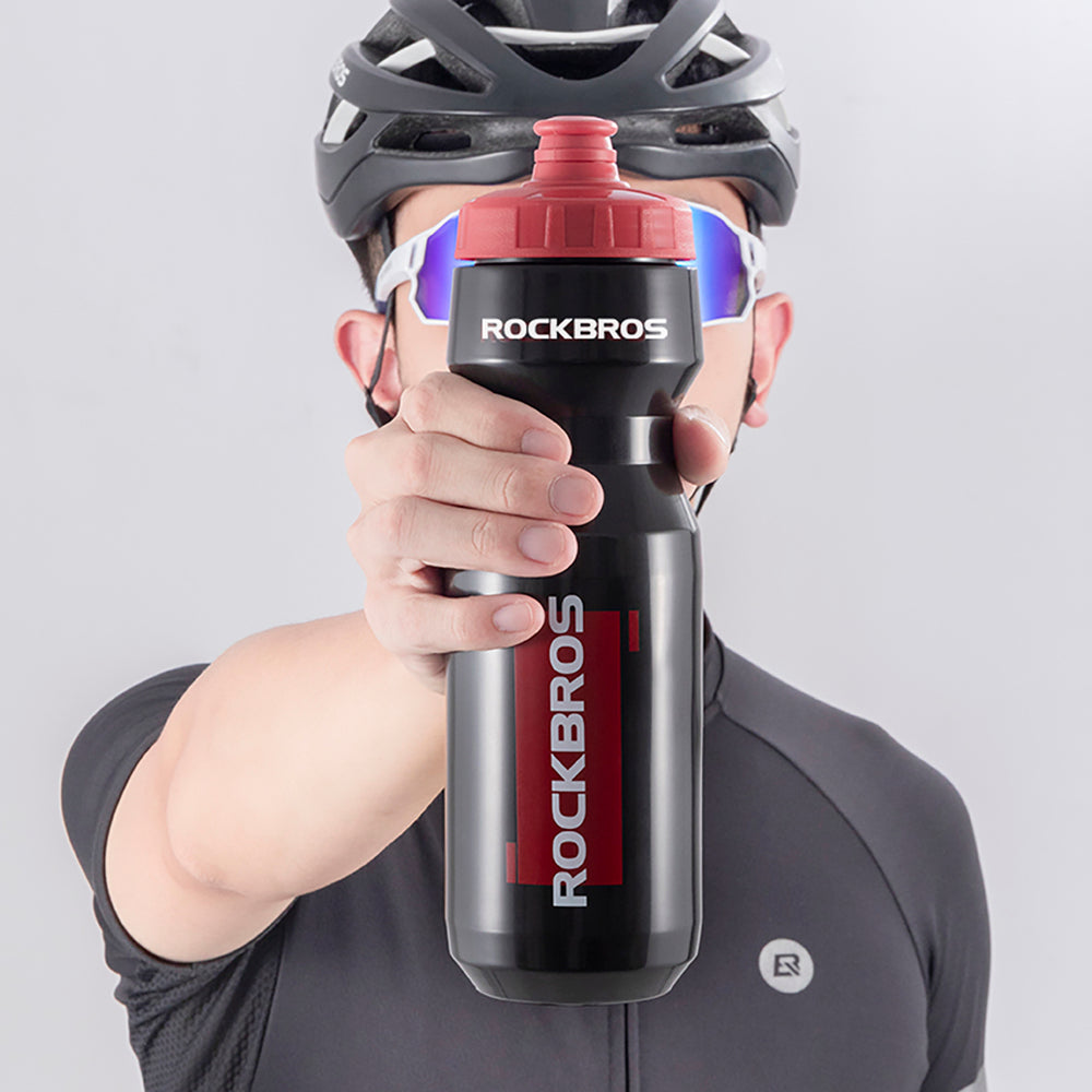Rockbros 750 ml Bike Bottle - Transparent Black with Red Mouthpiece_2