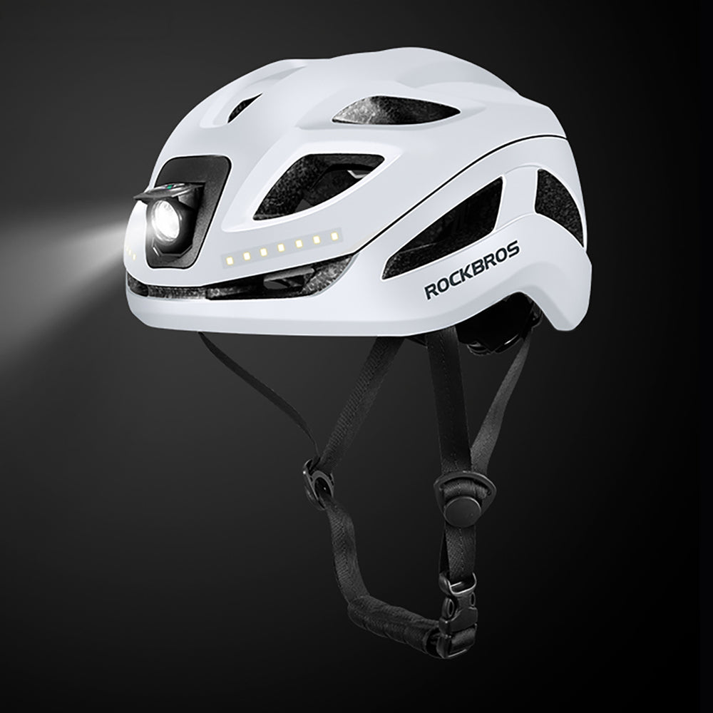 Rockbros ZK-077 Bicycle Helmet with Integrated Multi-Directional Lighting 57-61 cm - White_1