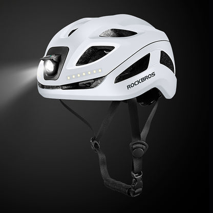 Rockbros ZK-077 Bicycle Helmet with Integrated Multi-Directional Lighting 57-61 cm - White_1