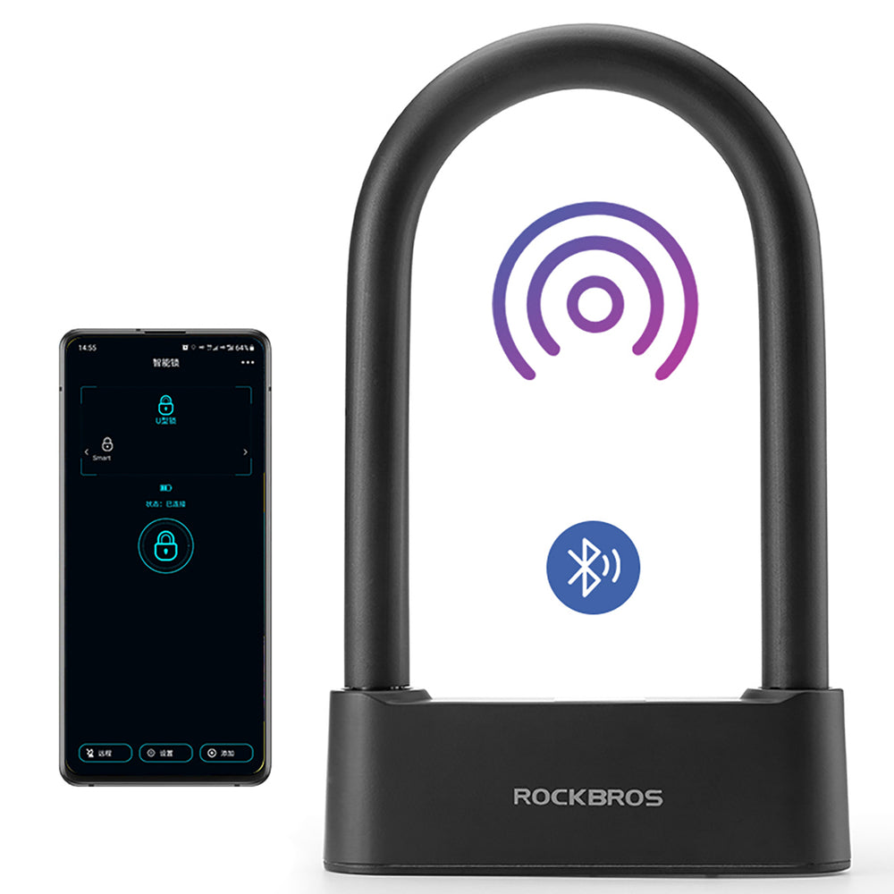 Rockbros 32210818001 SMART Bicycle Lock with Fingerprint Reader and Bluetooth Connectivity - Black_1