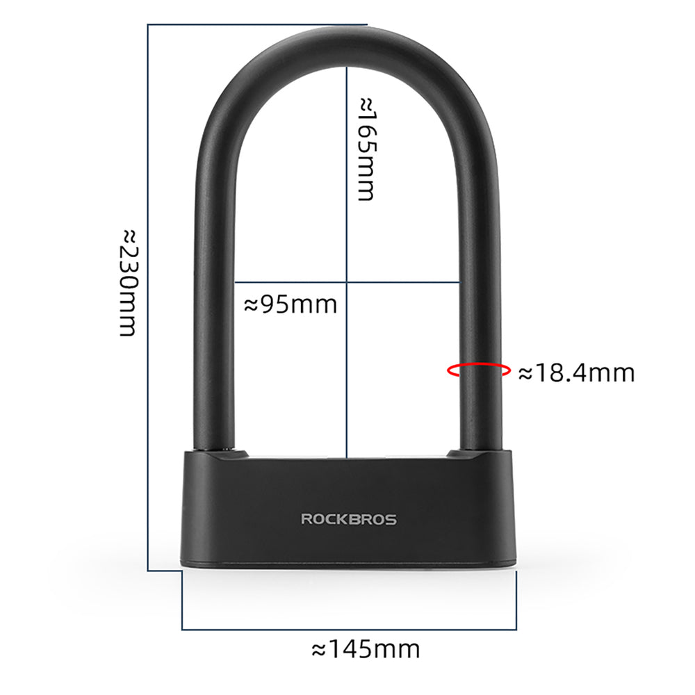 Rockbros 32210818001 SMART Bicycle Lock with Fingerprint Reader and Bluetooth Connectivity - Black_4