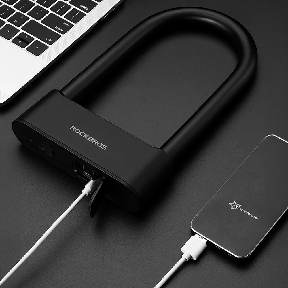 Rockbros 32210818001 SMART Bicycle Lock with Fingerprint Reader and Bluetooth Connectivity - Black_5
