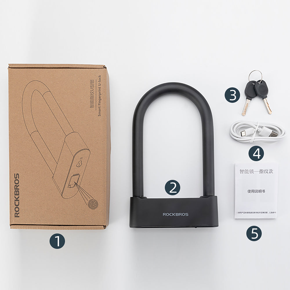 Rockbros 32210818001 SMART Bicycle Lock with Fingerprint Reader and Bluetooth Connectivity - Black_8