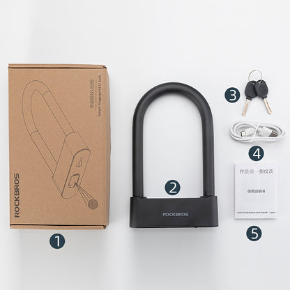 Rockbros 32210818001 SMART Bicycle Lock with Fingerprint Reader and Bluetooth Connectivity - Black_8