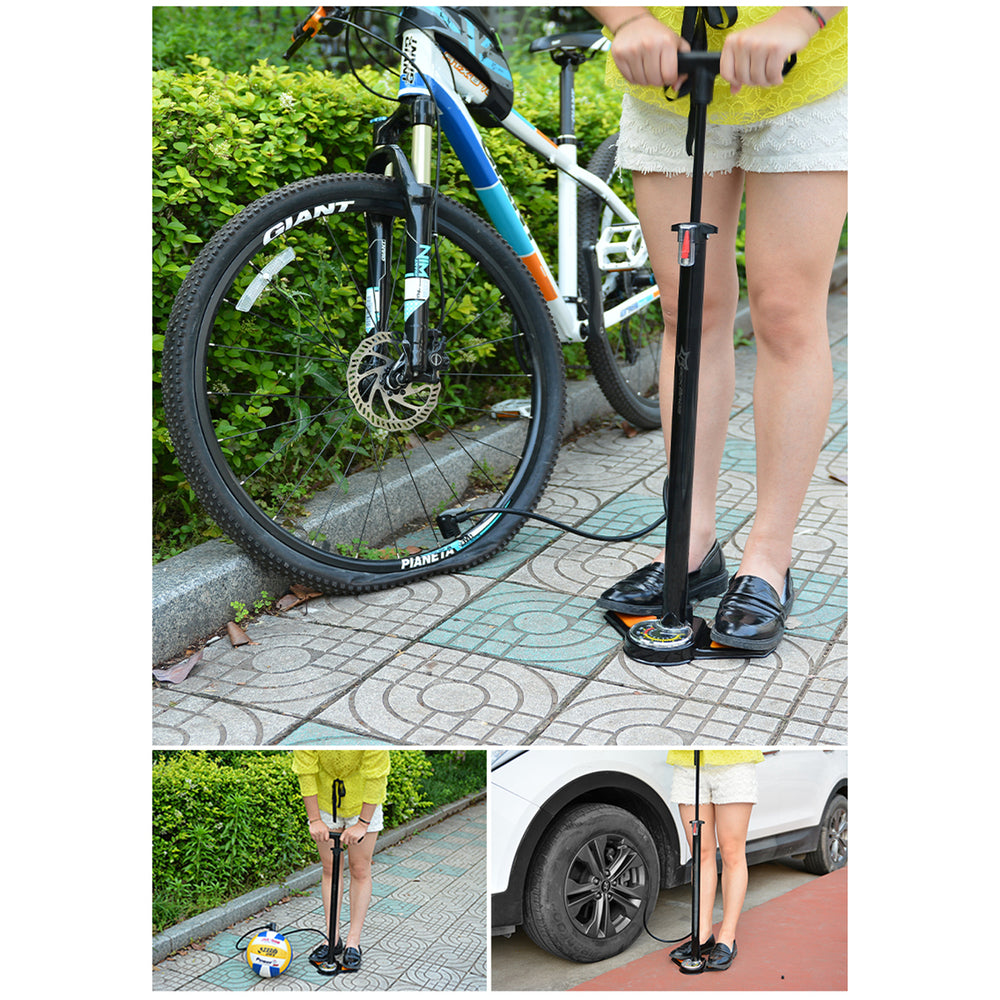 Rockbros GP6532B Floor Pump with Pressure Gauge - Black and Orange_9