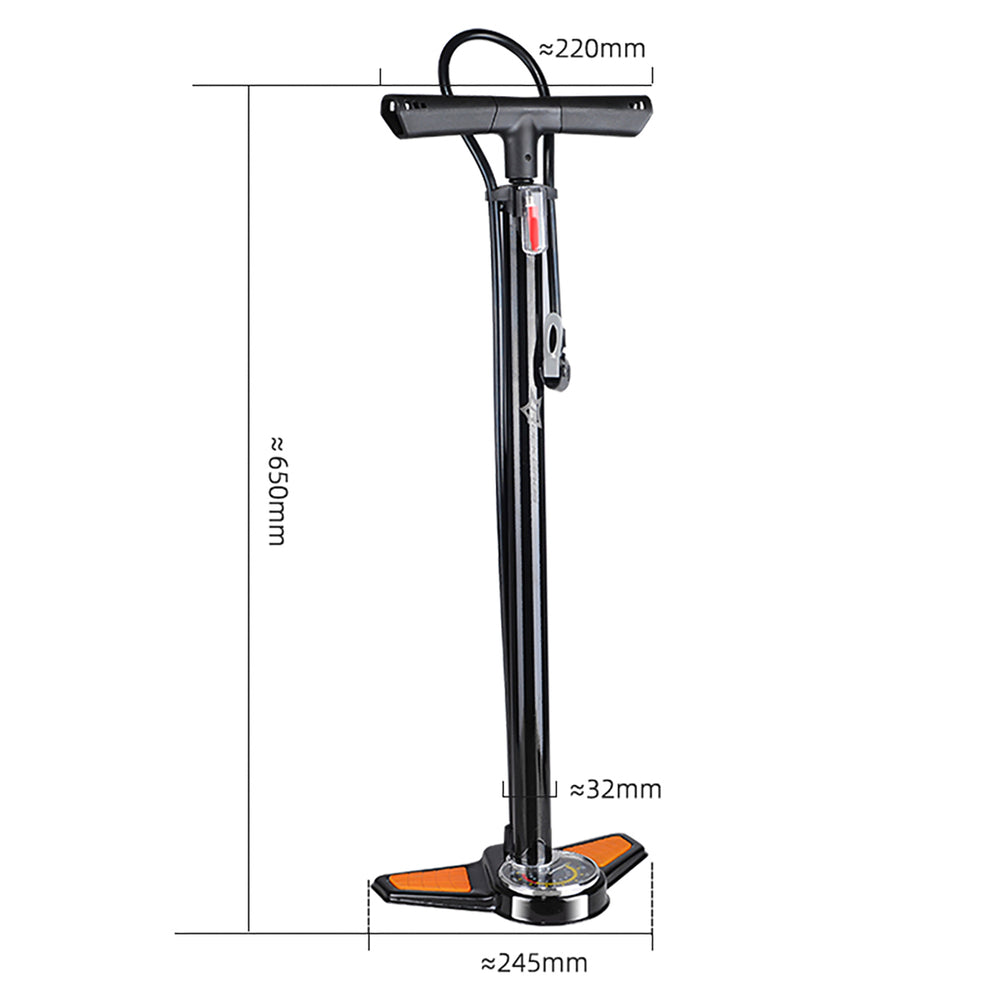 Rockbros GP6532B Floor Pump with Pressure Gauge - Black and Orange_1