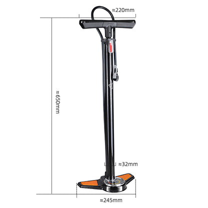 Rockbros GP6532B Floor Pump with Pressure Gauge - Black and Orange_1