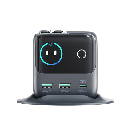 Joyroom Podix JR-TRD01 GaN 140W Desktop Charger with 5 Ports and Dual Retractable Cables - Gray_1
