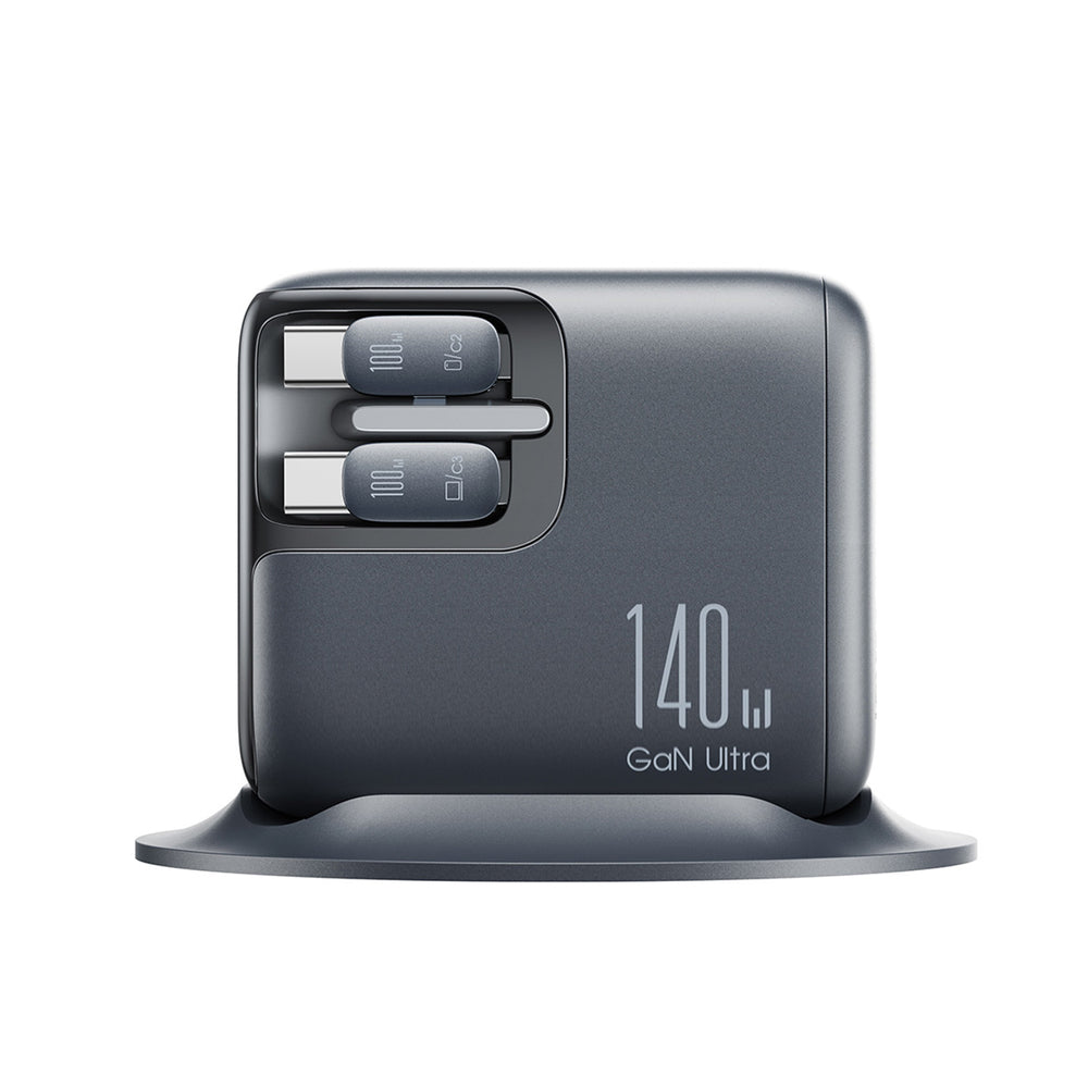 Joyroom Podix JR-TRD01 GaN 140W Desktop Charger with 5 Ports and Dual Retractable Cables - Gray_2