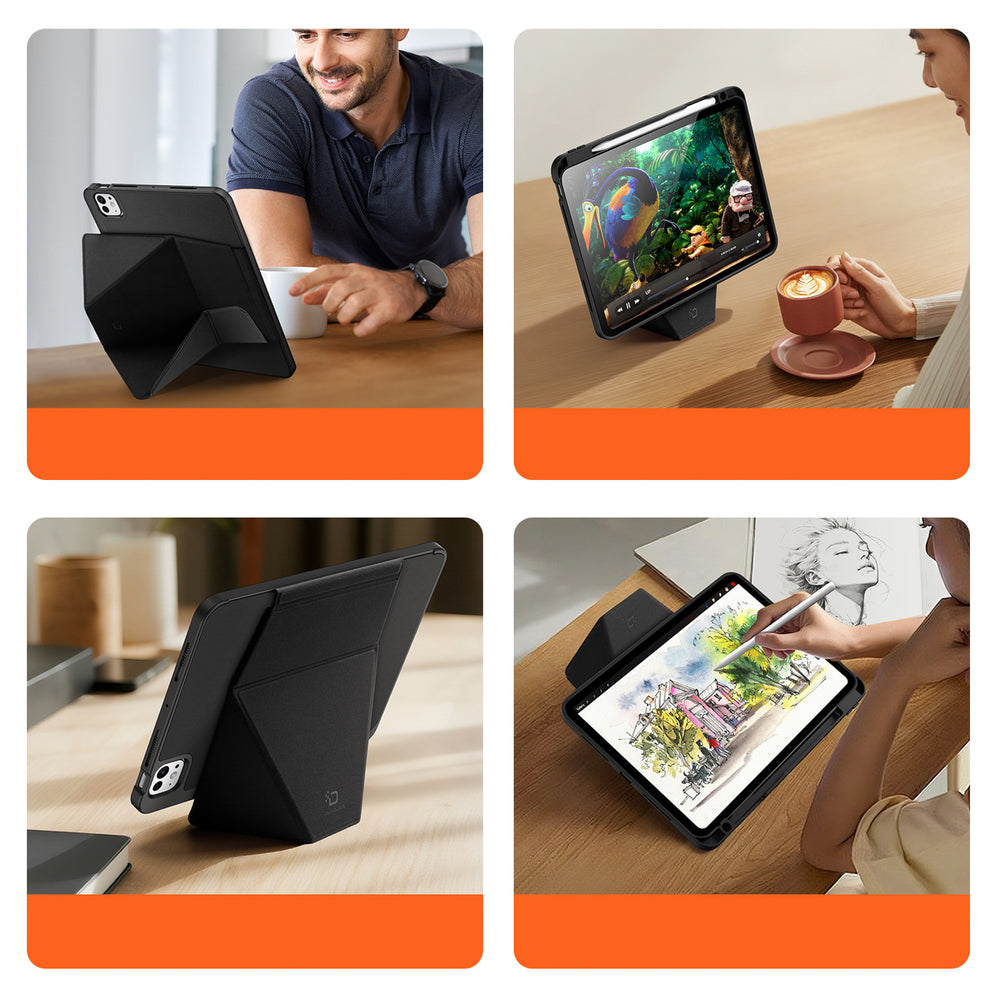 Dux Ducis Vers Case for iPad Pro 11" (2024/2025) with Stand and Apple Pencil Holder - Black_4