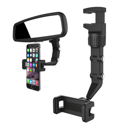 Adjustable car rearview mirror holder for smartphone black - OUTLET_0