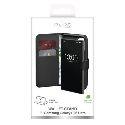 Puro Eco-Leather Case for Samsung Galaxy S26 Ultra with Wallet - Black_1