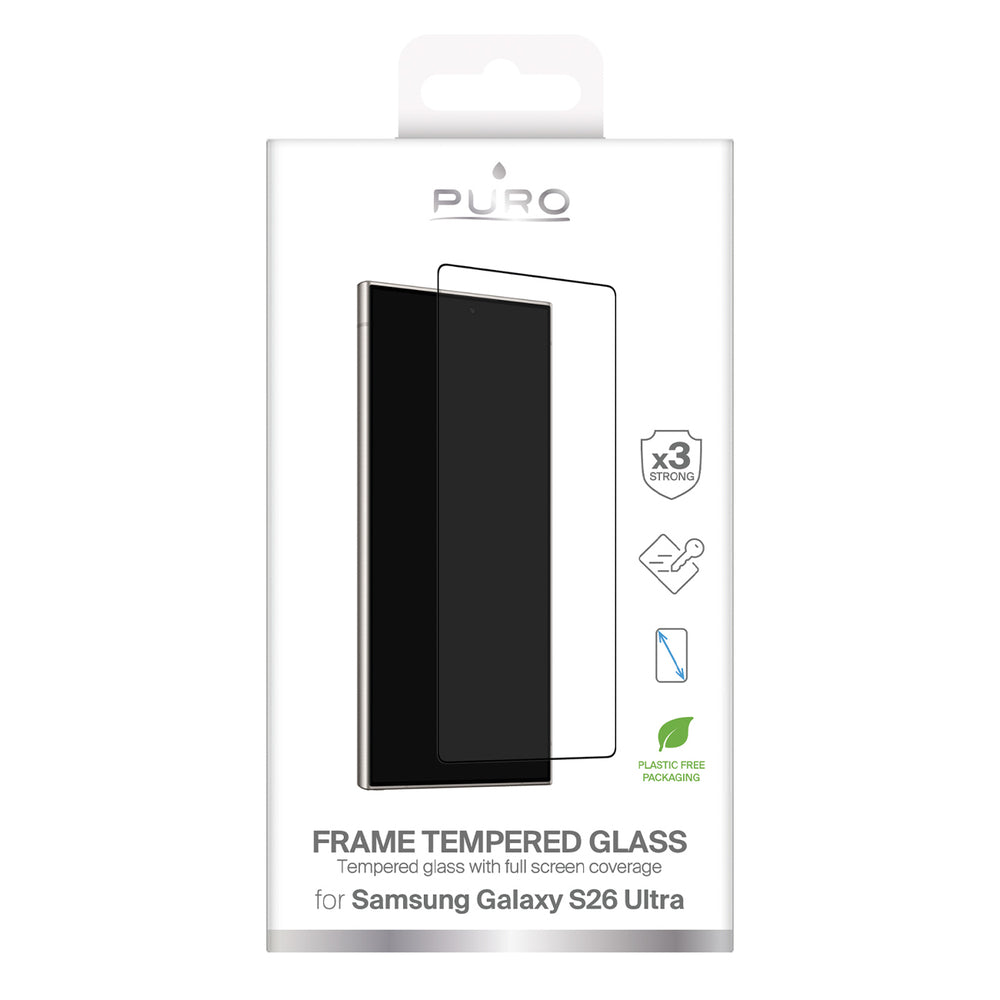 Puro Frame Tempered Glass for Samsung Galaxy S26 Ultra - with Black Frame_1