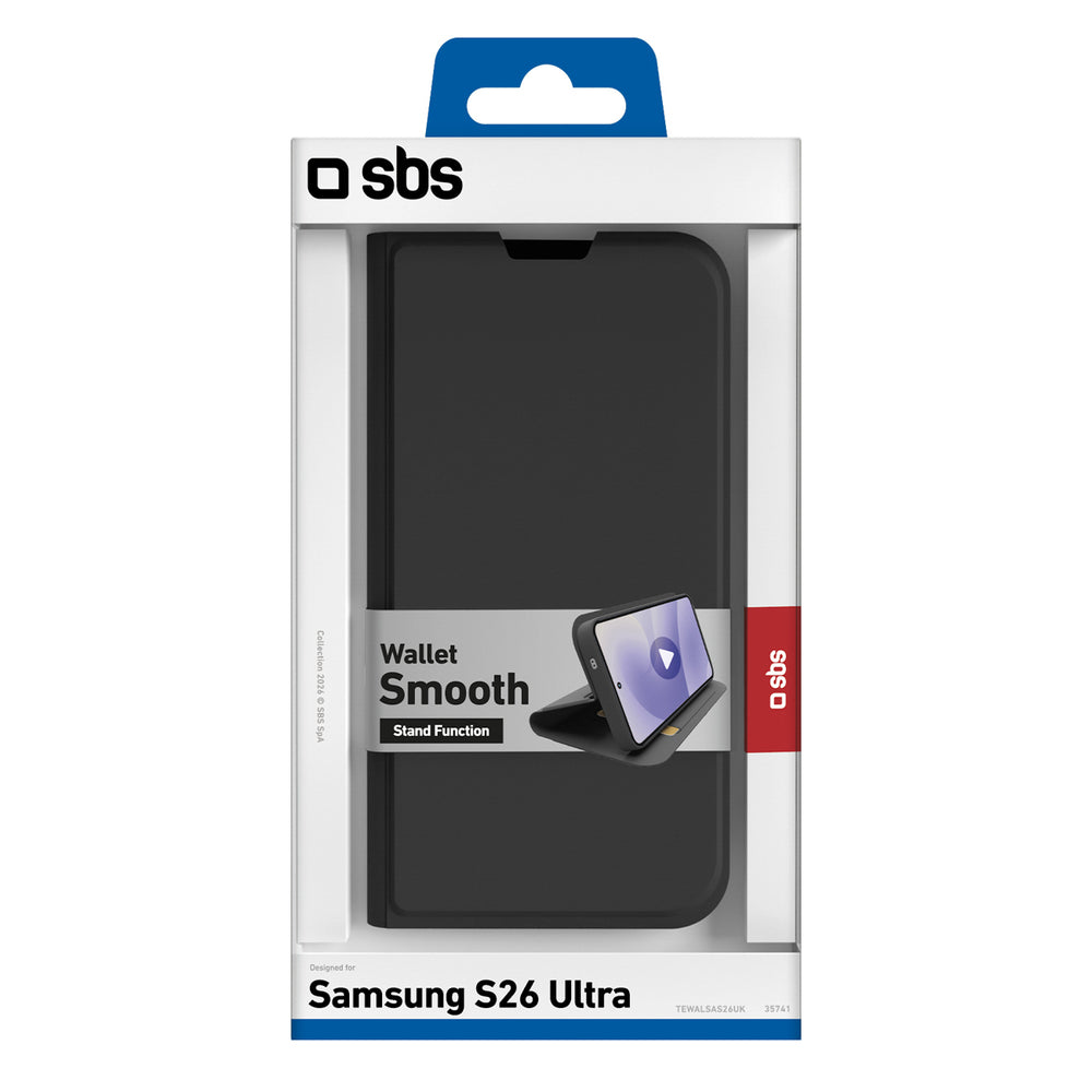 SBS Wallet Smooth Case for Samsung Galaxy S26 Ultra with Flip Cover - Black_1