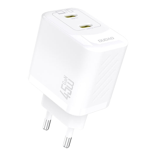 Dudao A28PEU PD 45W GaN 2xUSB-C Wall Charger - White_0