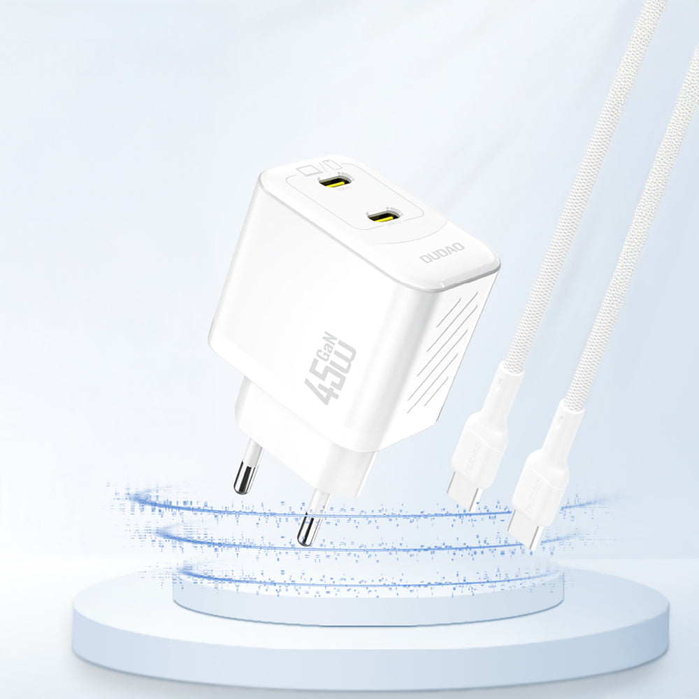 Dudao A28PEU PD 45W GaN 2xUSB-C Wall Charger - White_1