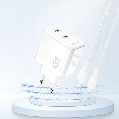 Dudao A28PEU PD 45W GaN 2xUSB-C Wall Charger - White_1