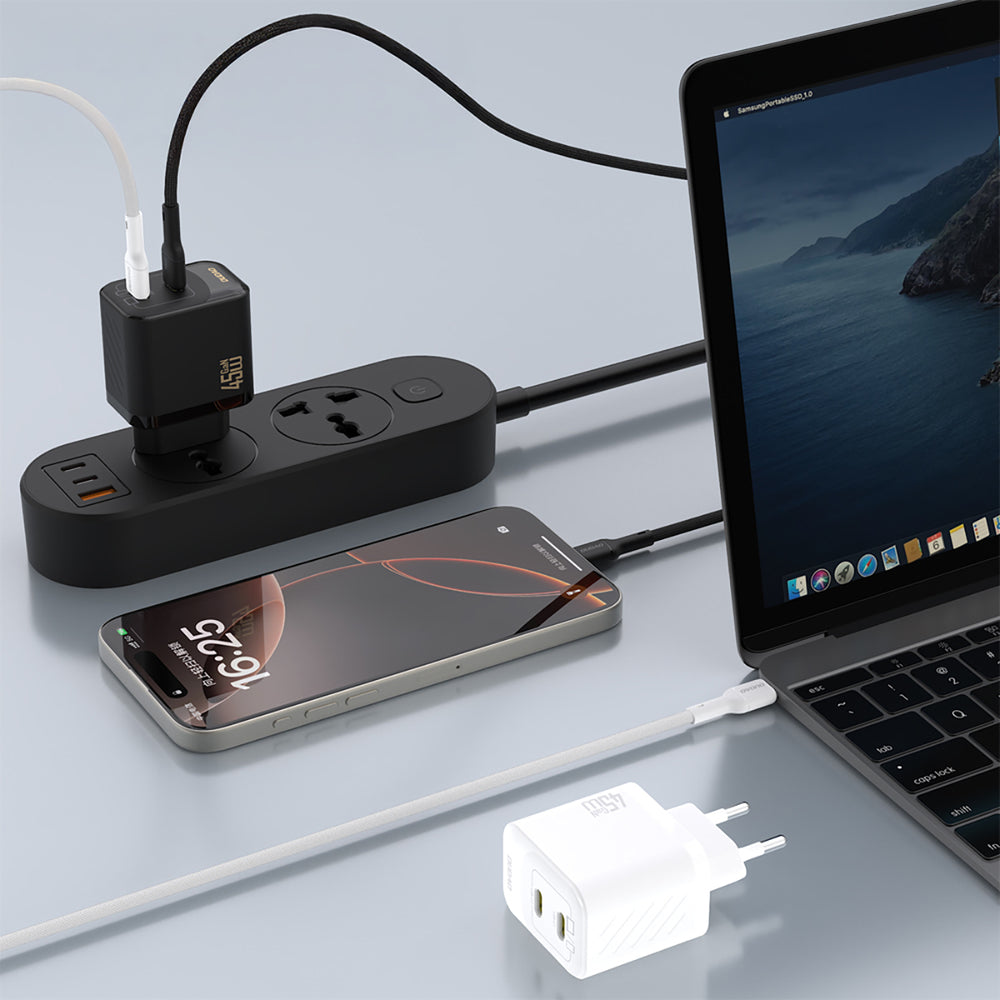 Dudao A28PCEU PD 45W GaN 2xUSB-C Wall Charger with USB-C Cable - Black_2