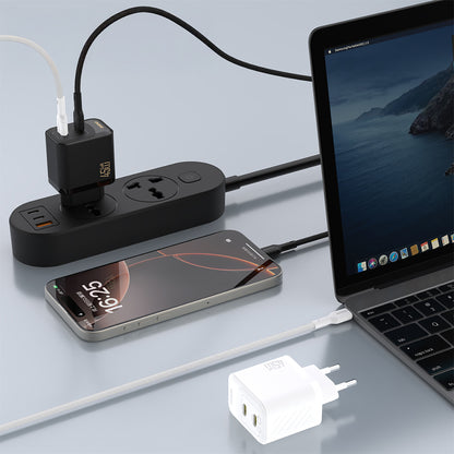 Dudao A28PCEU PD 45W GaN 2xUSB-C Wall Charger with USB-C Cable - Black_2