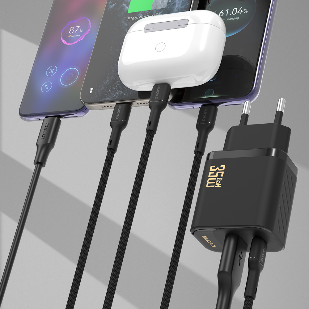 Dudao A27MaxCEU PD QC 35W USB-A USB-C Wall Charger with USB-C Cable - Black_1
