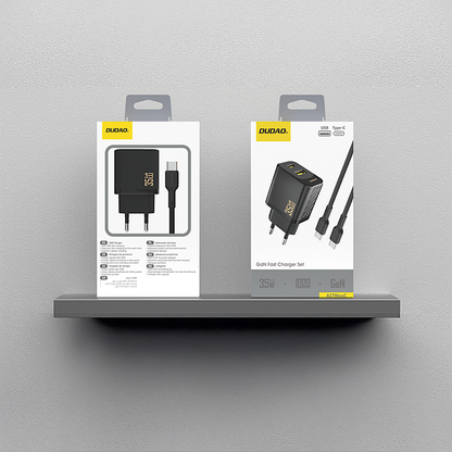 Dudao A27MaxCEU PD QC 35W USB-A USB-C Wall Charger with USB-C Cable - Black_4
