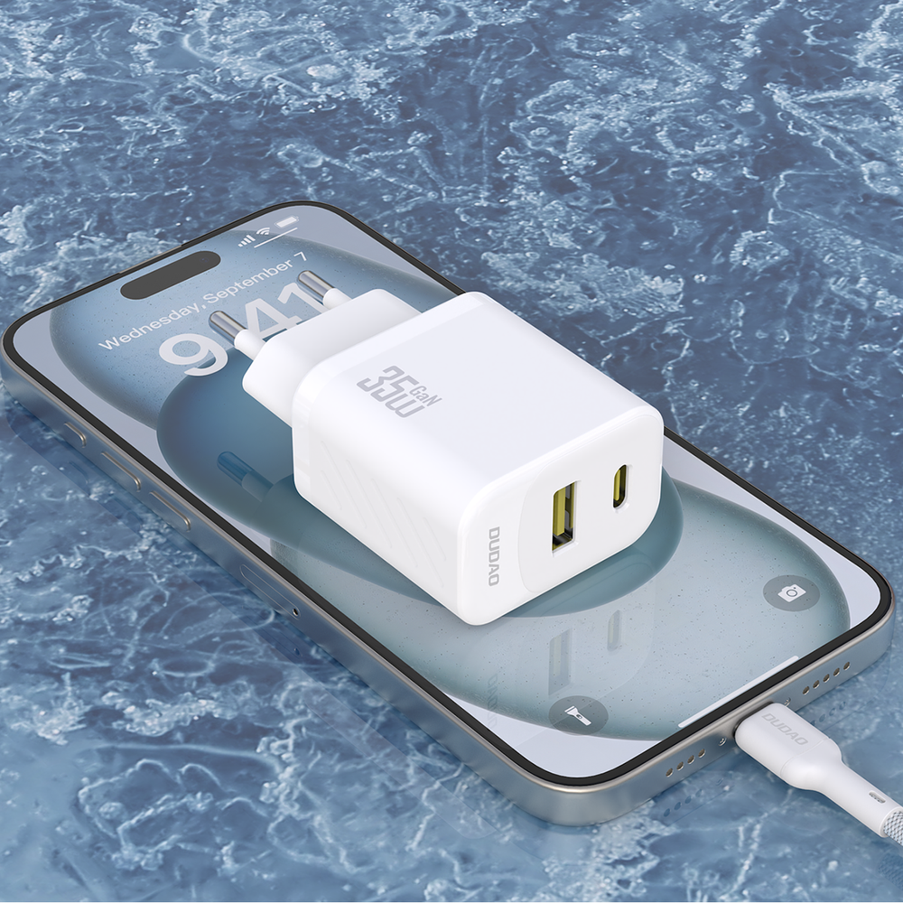Dudao A27MaxCEU PD QC 35W USB-A USB-C Wall Charger with USB-C Cable - White_4