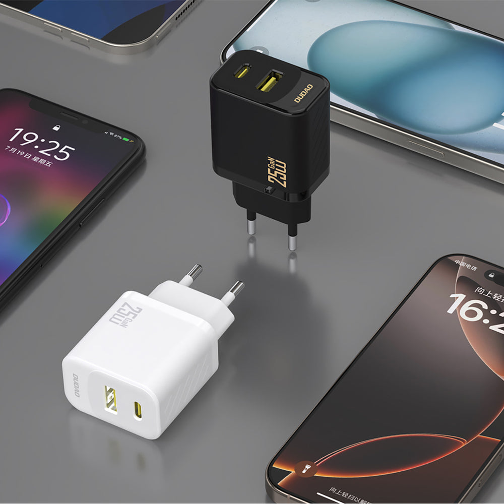 Dudao A26TCEU PD QC 25W GaN USB-A USB-C Wall Charger with USB-C Cable - Black_2