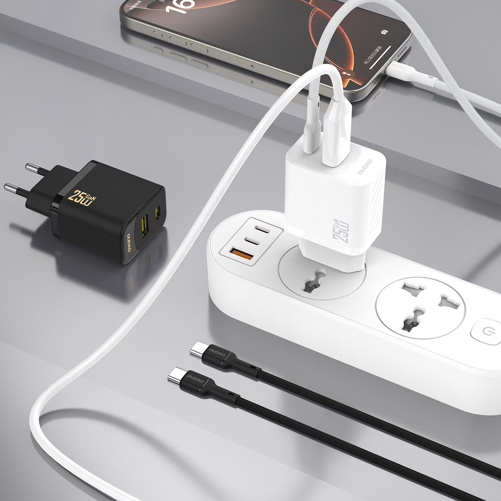 Dudao A26TCEU PD QC 25W GaN USB-A USB-C Wall Charger with USB-C Cable - Black_3