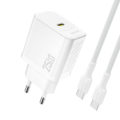 Dudao A27CEU PD 25W GaN USB-C Wall Charger with USB-C Cable - White_0