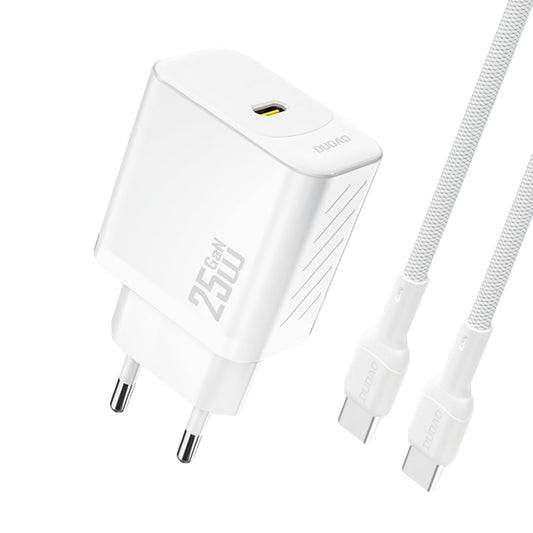 Dudao A27CEU PD 25W GaN USB-C Wall Charger with USB-C Cable - White_0