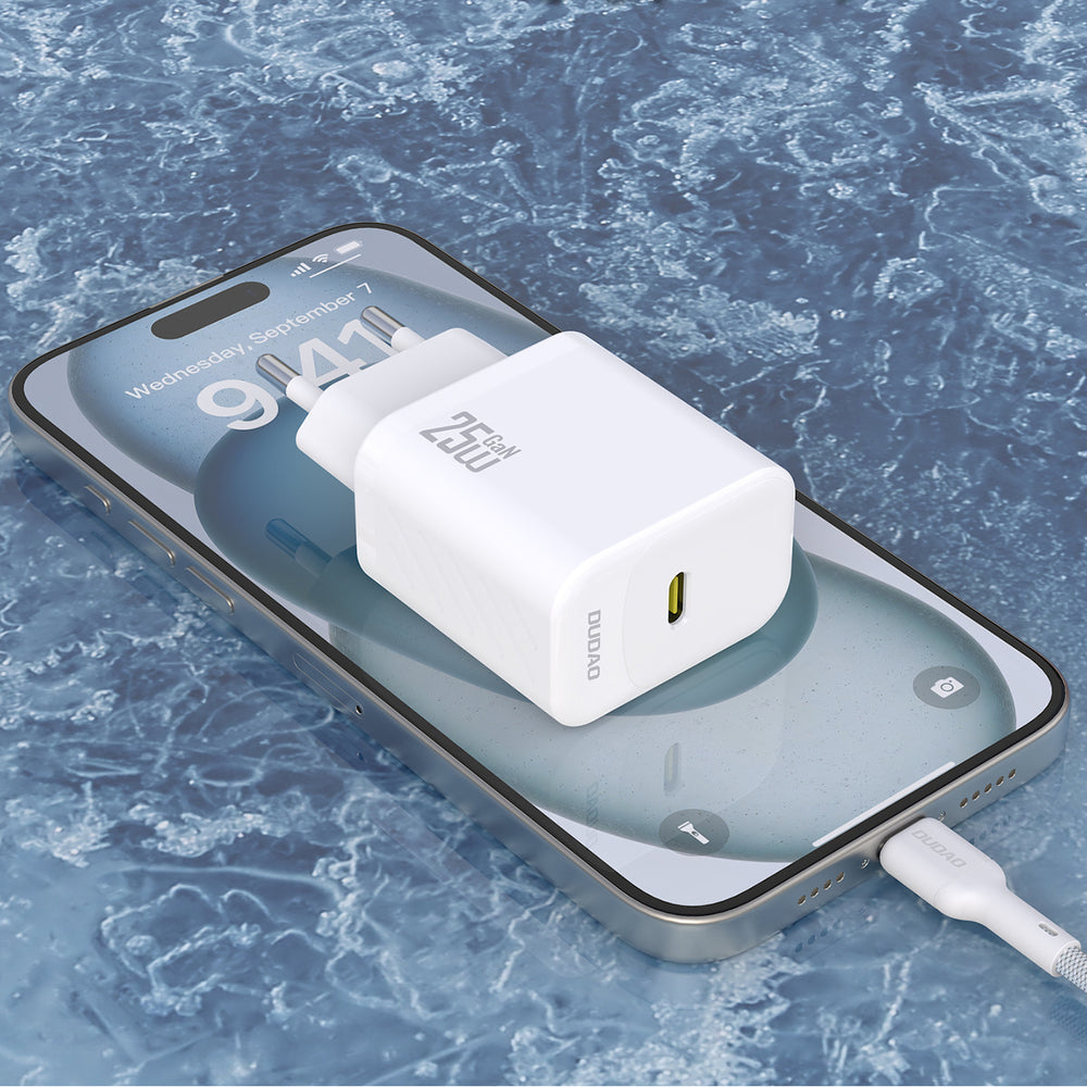 Dudao A27CEU PD 25W GaN USB-C Wall Charger with USB-C Cable - White_3
