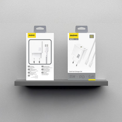 Dudao A27CEU PD 25W GaN USB-C Wall Charger with USB-C Cable - White_5