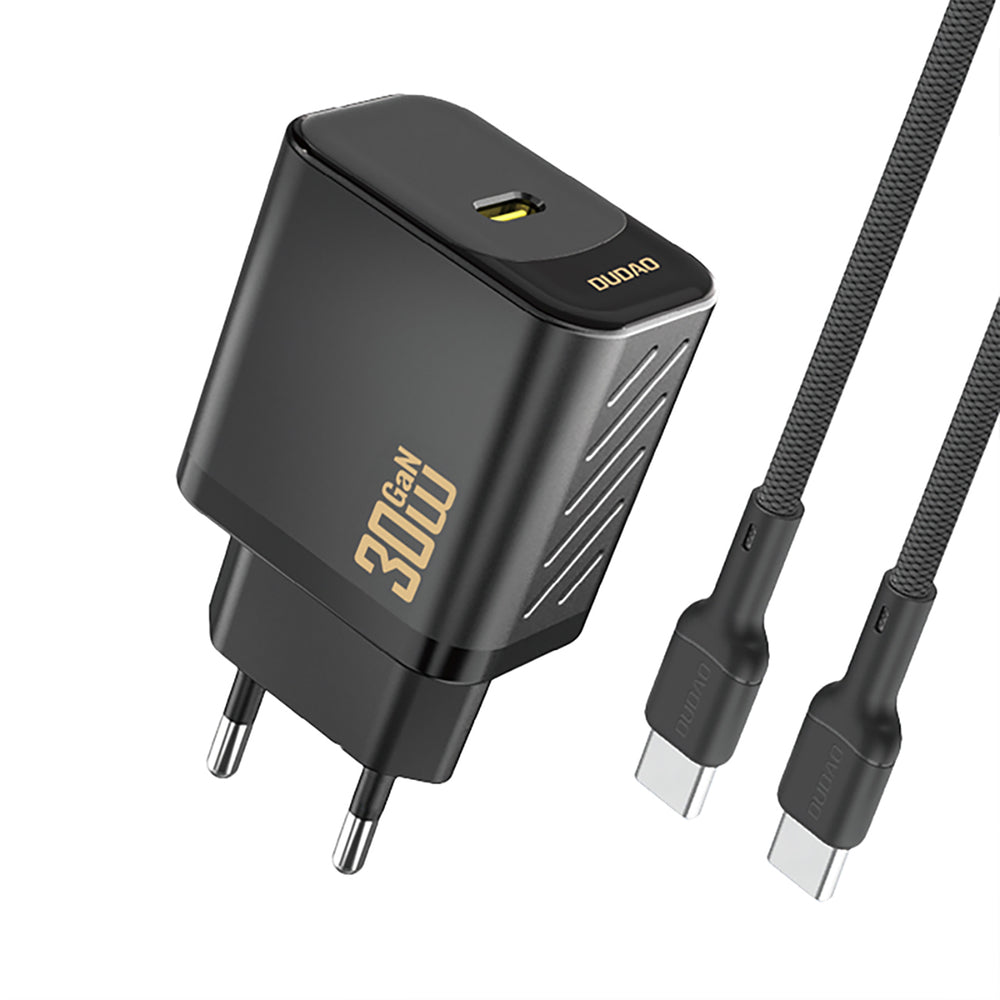 Dudao A27PCEU PD 30W GaN USB-C Wall Charger with USB-C Cable - Black_0