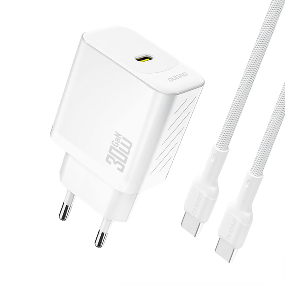 Dudao A27PCEU PD 30W GaN USB-C Wall Charger with USB-C Cable - White_0