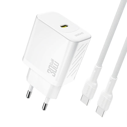 Dudao A27PCEU PD 30W GaN USB-C Wall Charger with USB-C Cable - White_0
