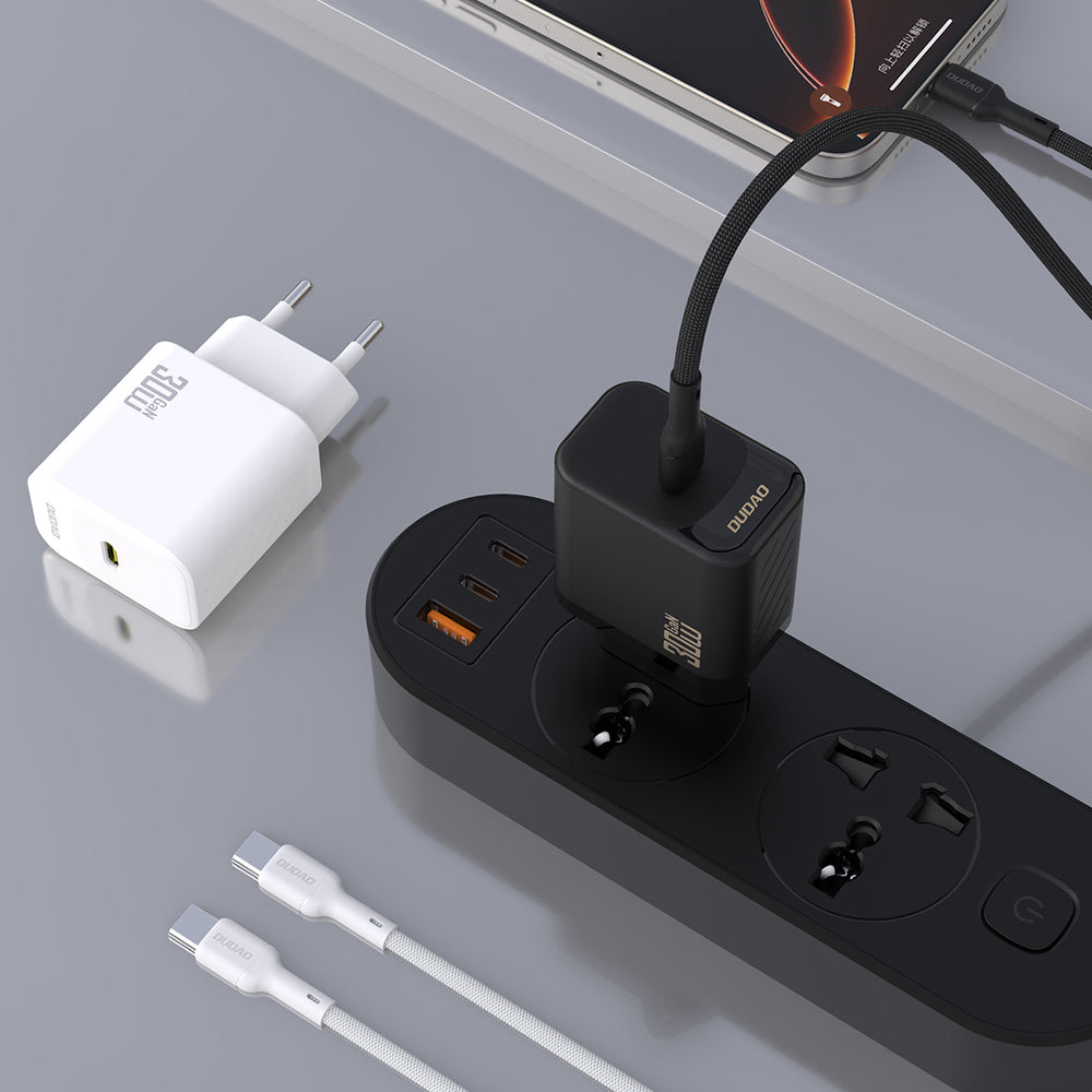 Dudao A27PCEU PD 30W GaN USB-C Wall Charger with USB-C Cable - White_2