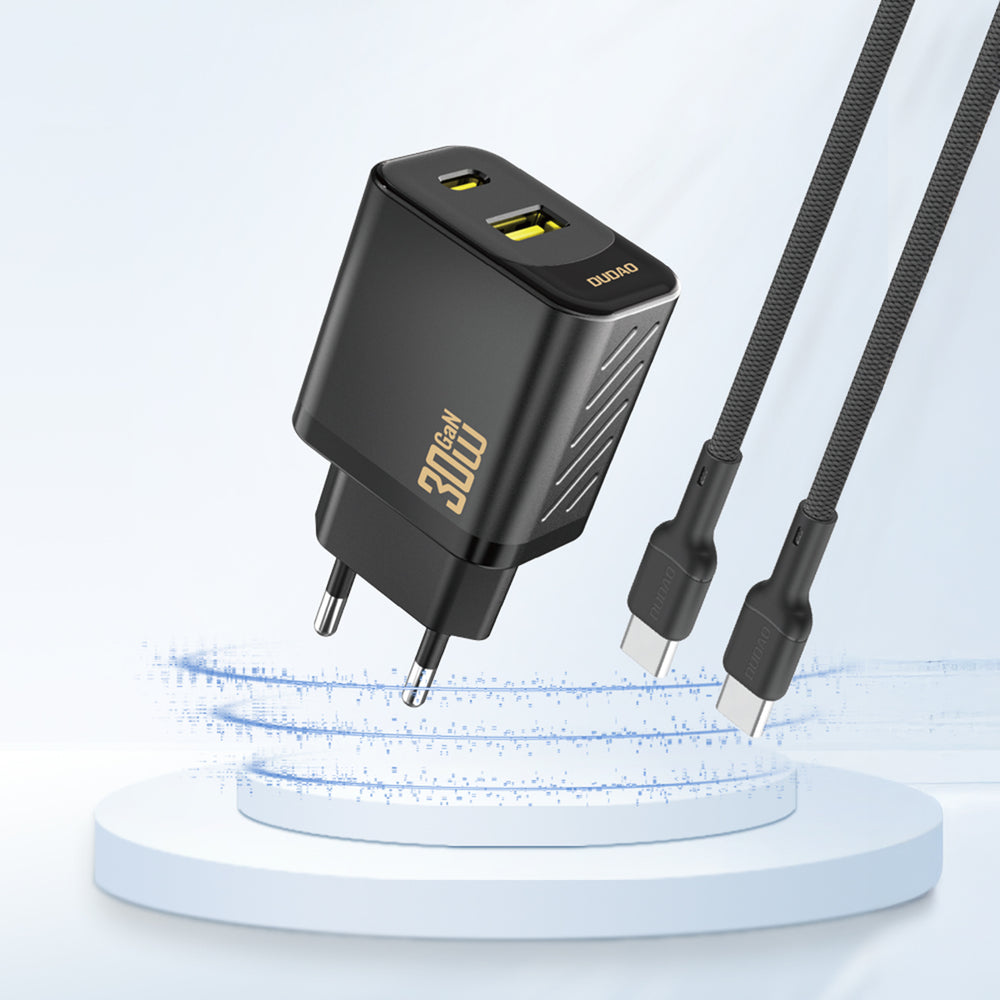 Dudao A27TEU PD 30W GaN USB-A USB-C Wall Charger - Black_1