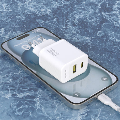 Dudao A27TCEU PD 30W GaN USB-A USB-C Wall Charger with USB-C Cable - White_1