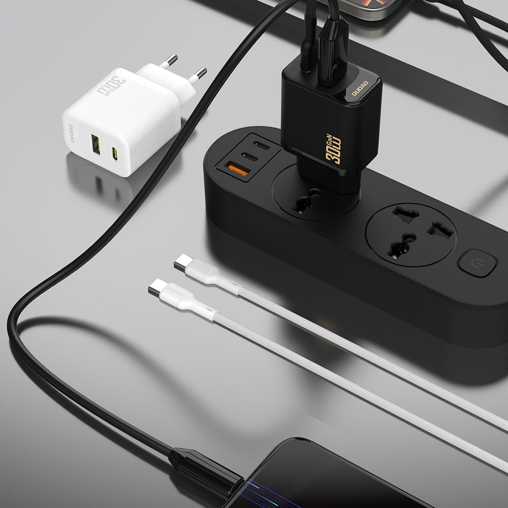 Dudao A27TCEU PD 30W GaN USB-A USB-C Wall Charger with USB-C Cable - White_5