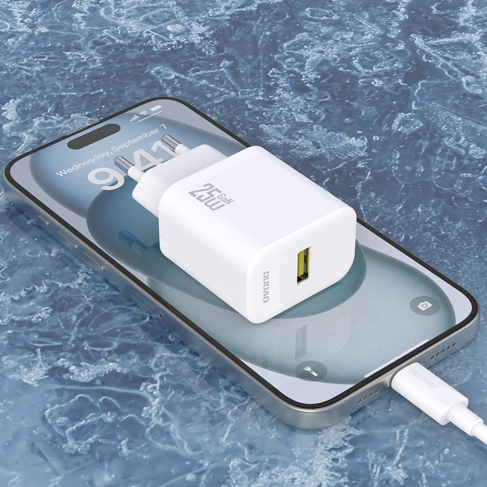 Dudao A27STEU 25W GaN USB-A Wall Charger with USB-A - USB-C Cable - White_1