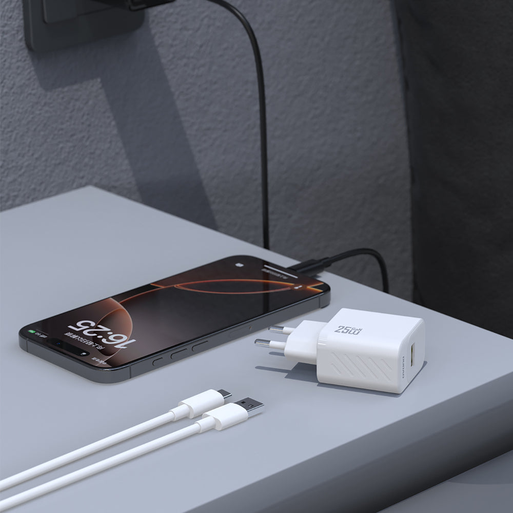 Dudao A27STEU 25W GaN USB-A Wall Charger with USB-A - USB-C Cable - White_4