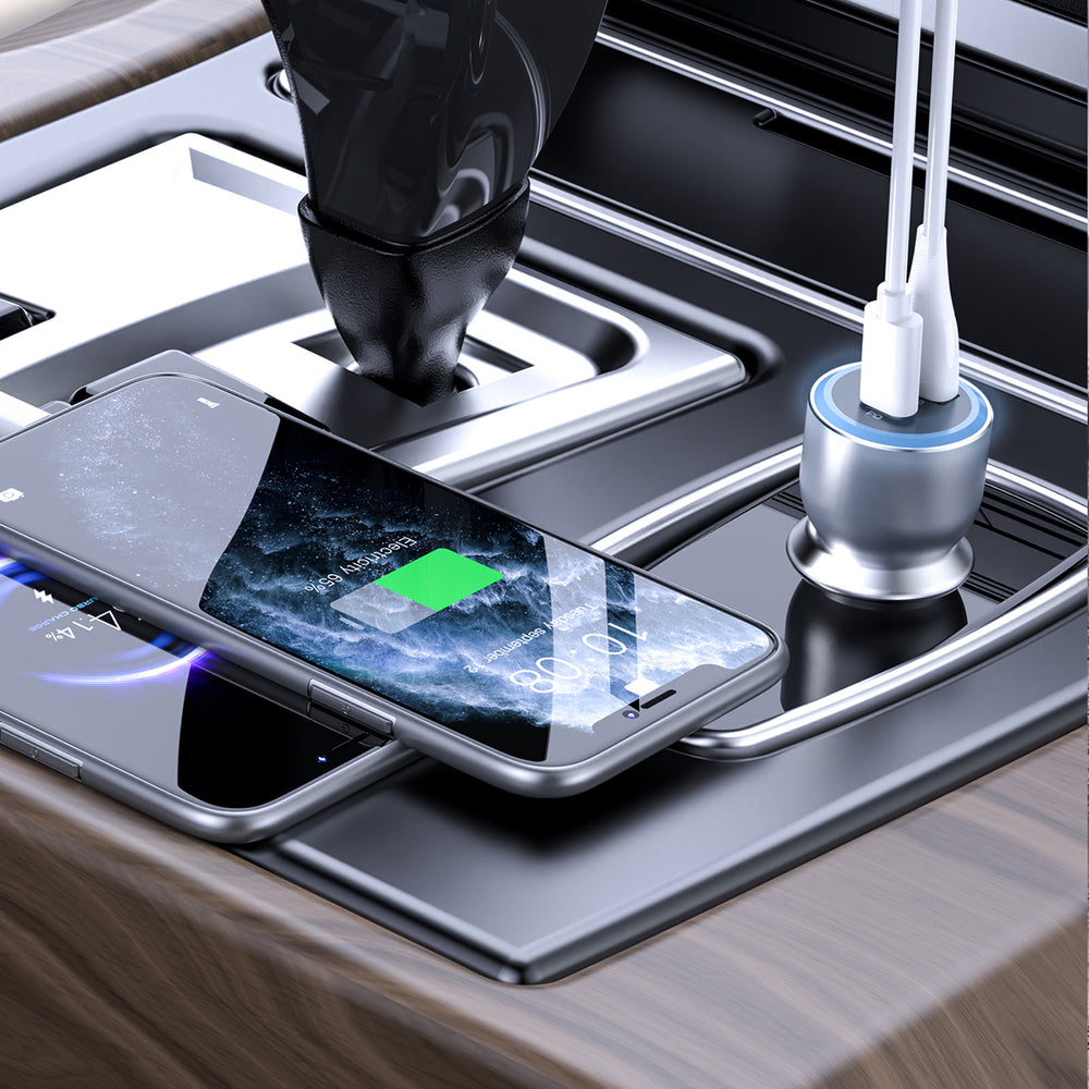 Dudao R4Ultra 120W Power Delivery Quick Charge LED Car Charger USB-A USB-C - Gray_2