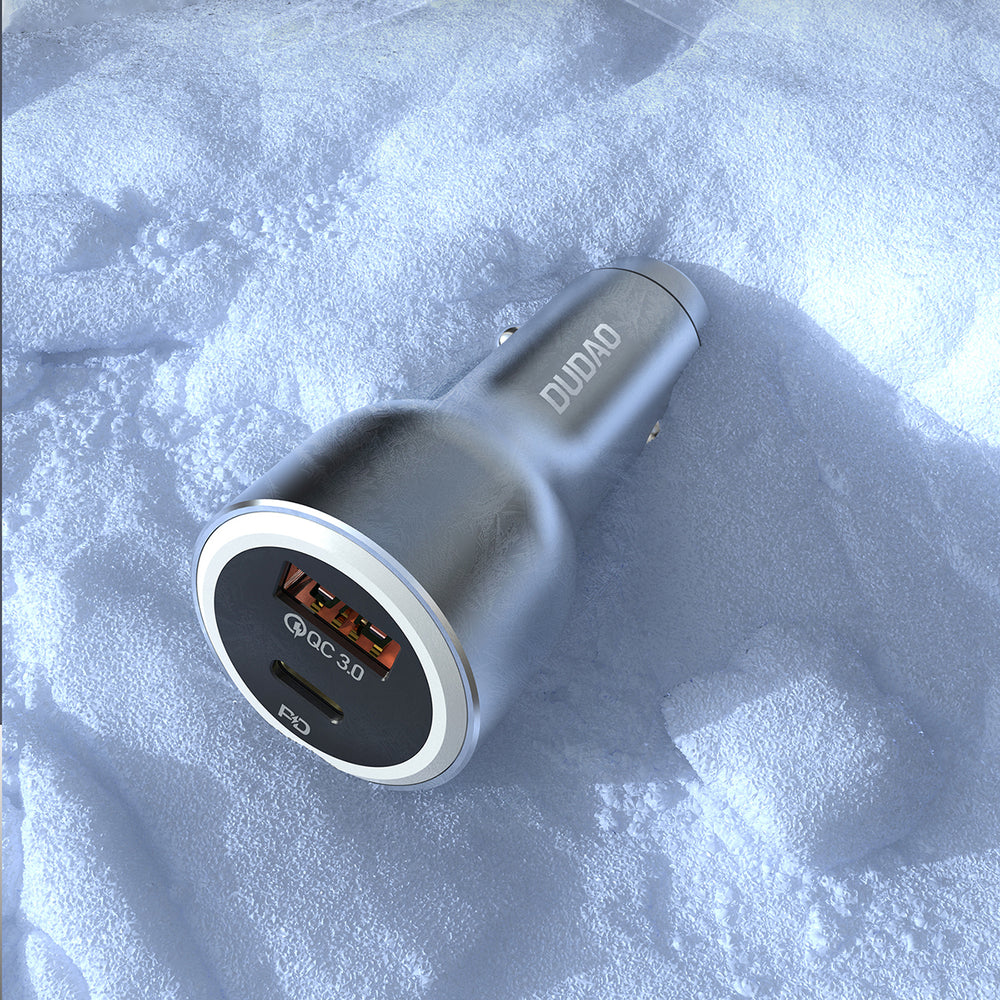Dudao R4Ultra 120W Power Delivery Quick Charge LED Car Charger USB-A USB-C - Gray_4