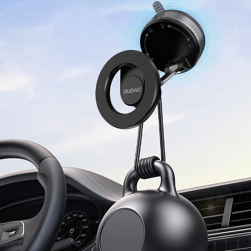 Dudao F24X MagSafe Compatible Car Holder with Suction Cup - Black_4